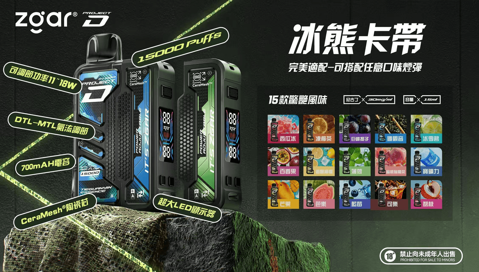 ZGAR Project D 冰熊卡帶15000口煙彈適配冰熊卡帶電子煙主機:圖片 3